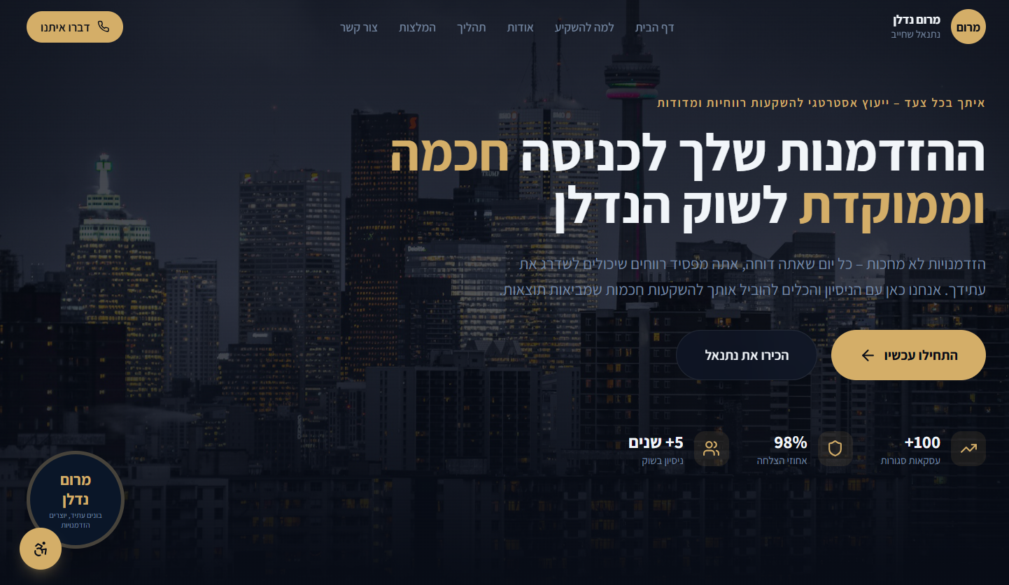 מיתוג בדלן · אתר תדמית לשיווק נדלן